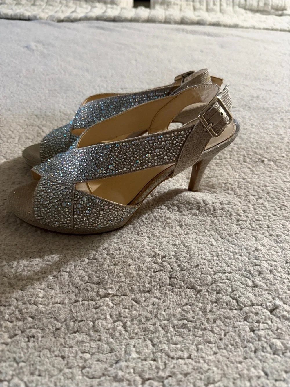 Alex Marie Sand Gold Lavonne Crystal Embellished Slingbacks Size 8M